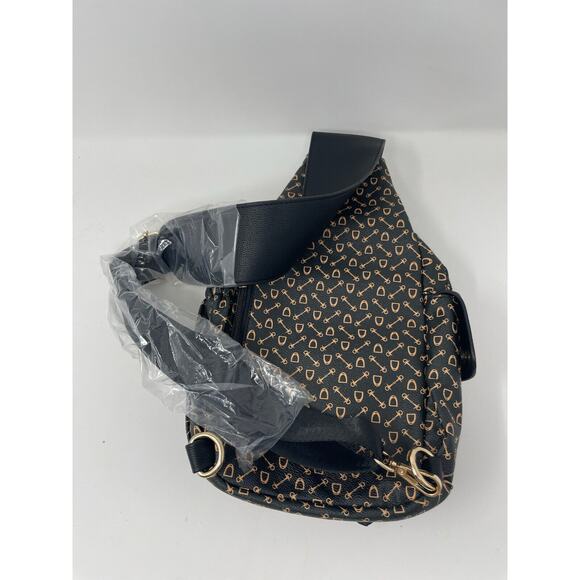 AR New York Black Printed‎ Vegan Faux Leather Sling Bag New - Picture 8 of 9